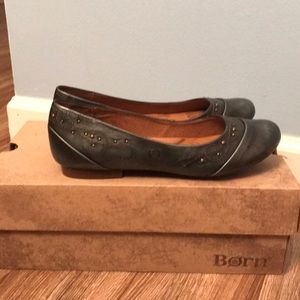 Born blue leather flats, never worn!